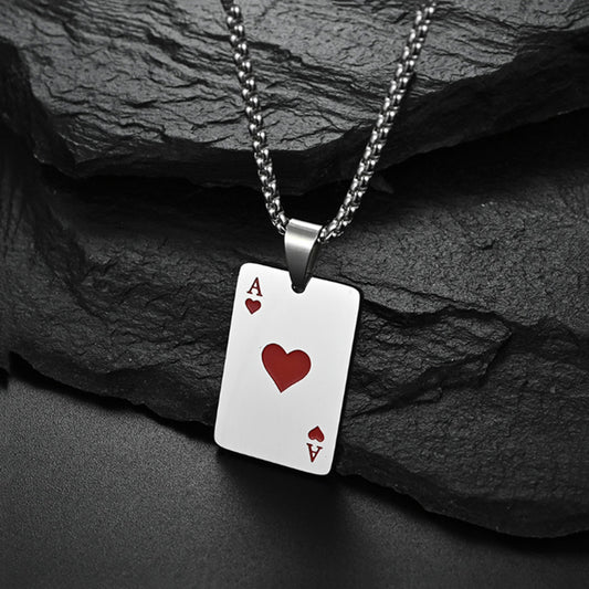 Trendy Geometric Spade Necklace - Hip Hop Titanium Steel Pendant