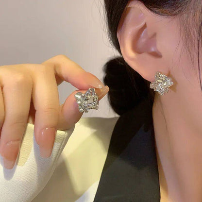 Trendy Gold Color Needle Earrings Simply Cute Metallic Geome
