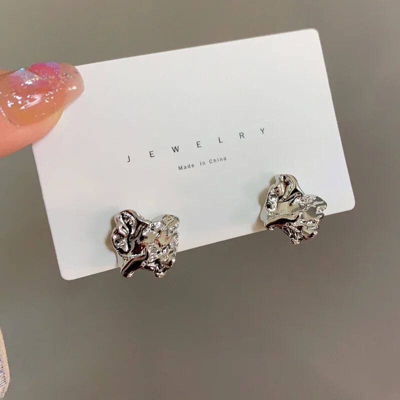 Trendy Gold Color Needle Earrings Simply Cute Metallic Geome