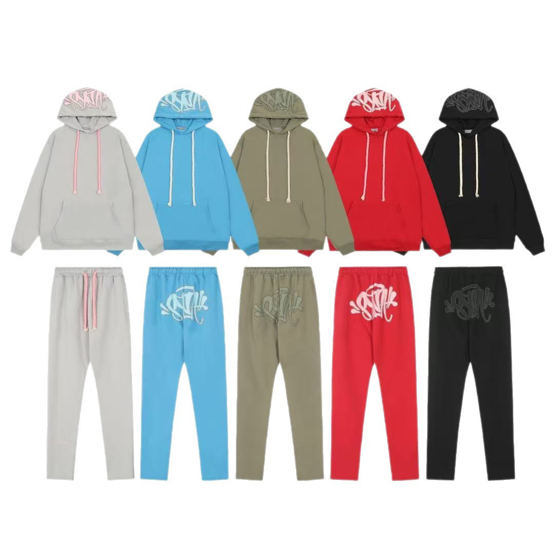Trendy hooded sweatshirt casual skinny pants for men