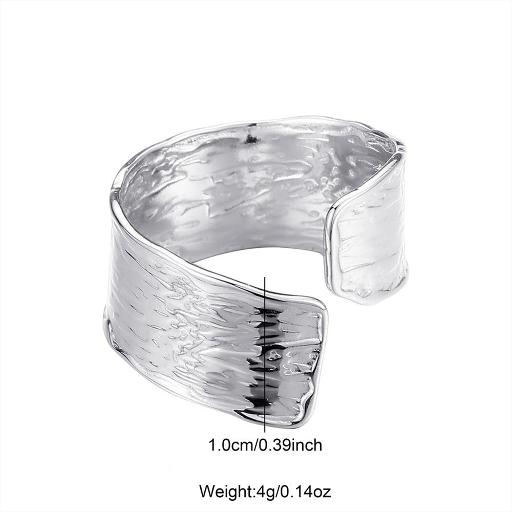Trendy Irregular Hammered Texture Titanium Steel Ring