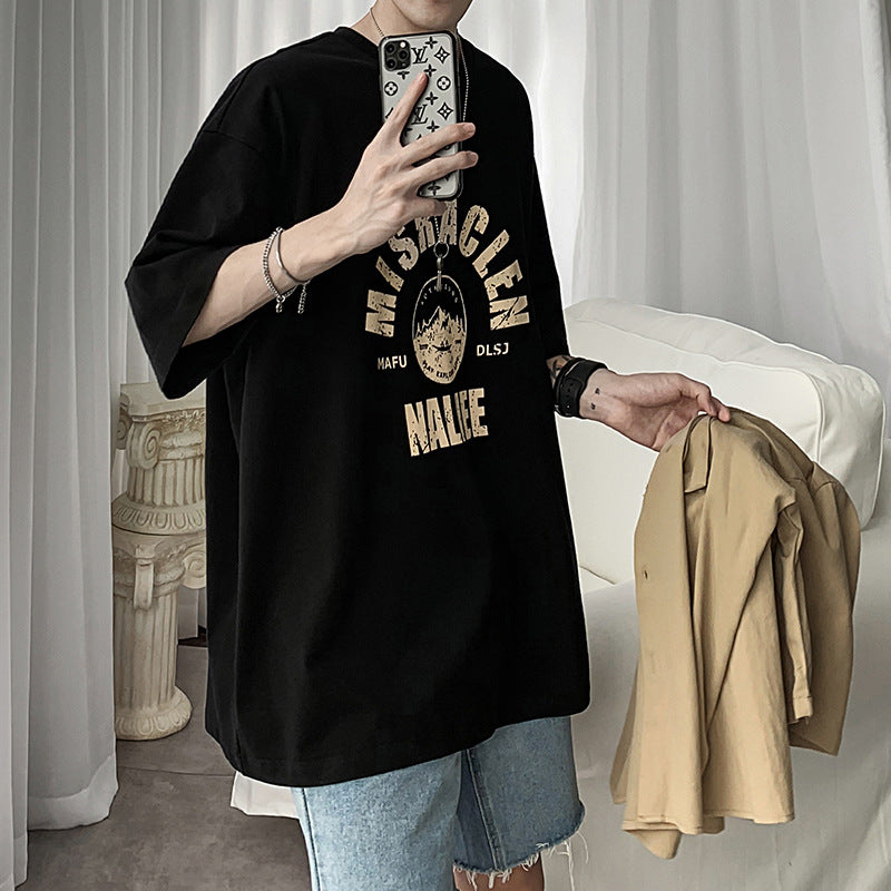 Trendy Men's Short Sleeve T-shirt - Loose Fit Casual Summer Top