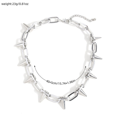 Trendy Personality Punk Hip-Hop Fashion Tassel Rivet Women's Necklace Cross-Border Temperament European and American Cross-Border Direct Sales Chain