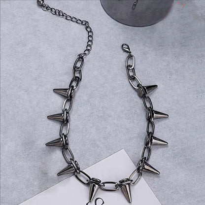 Trendy Personality Punk Hip-Hop Fashion Tassel Rivet Women's Necklace Cross-Border Temperament European and American Cross-Border Direct Sales Chain