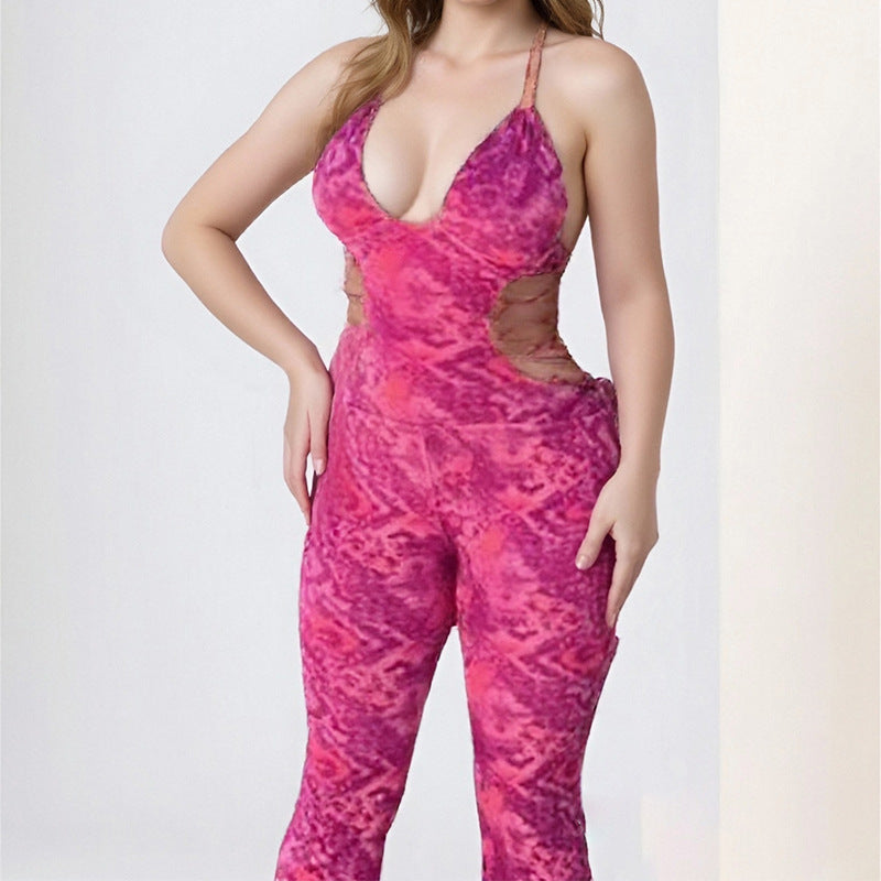 Trendy Print Halter Jumpsuit