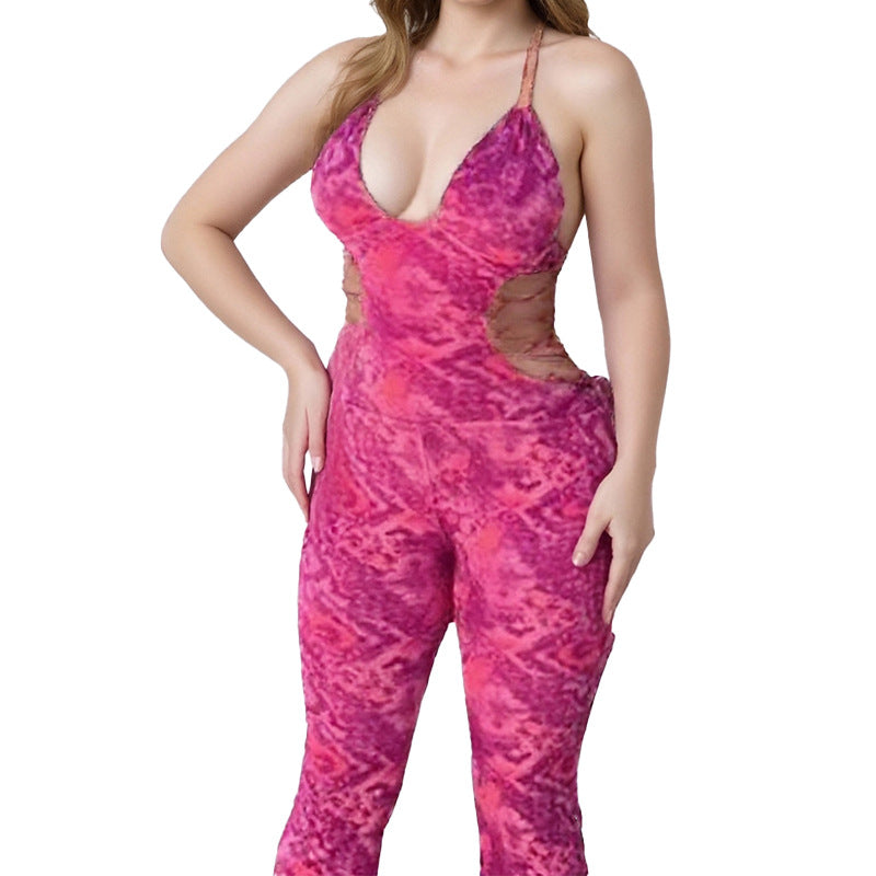 Trendy Print Halter Jumpsuit
