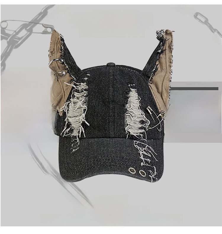 Trendy Rabbit Ear Denim Baseball Cap