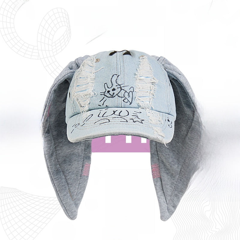 Trendy Rabbit Ear Denim Baseball Cap