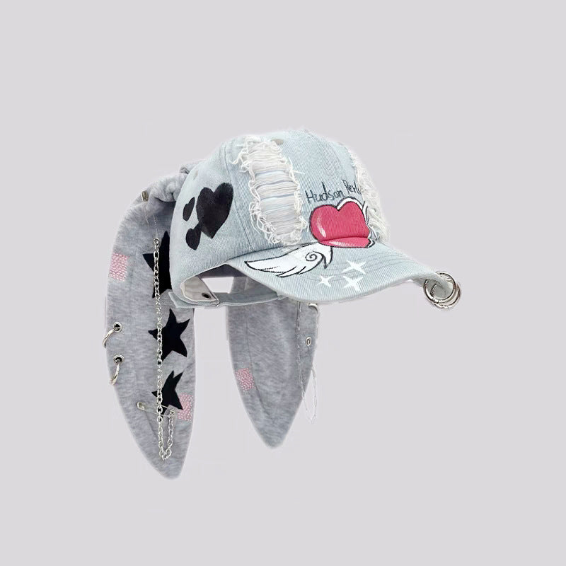 Trendy Rabbit Ear Denim Baseball Cap