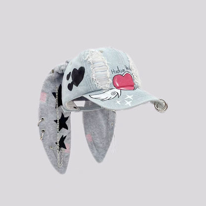 Trendy Rabbit Ear Denim Baseball Cap