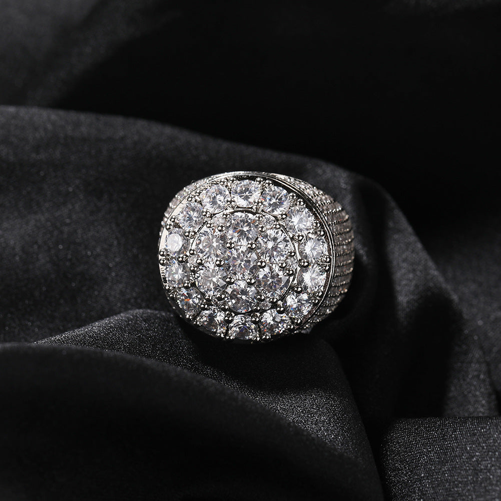 Trendy retro flower diamond ring