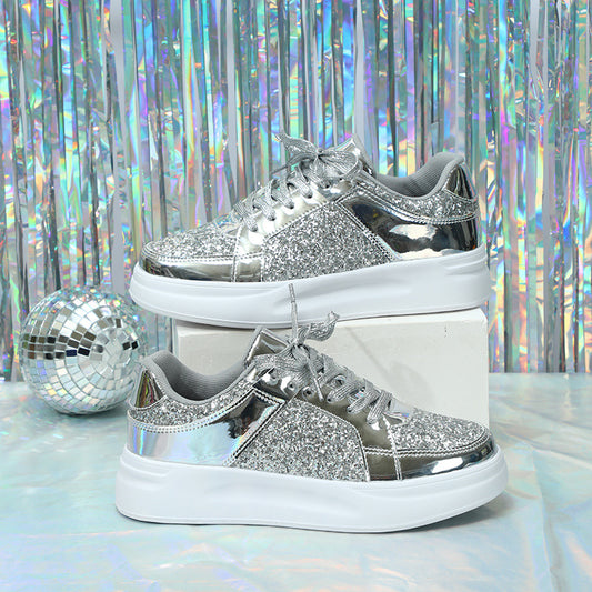 Trendy Sequins Thick Sole Sneakers