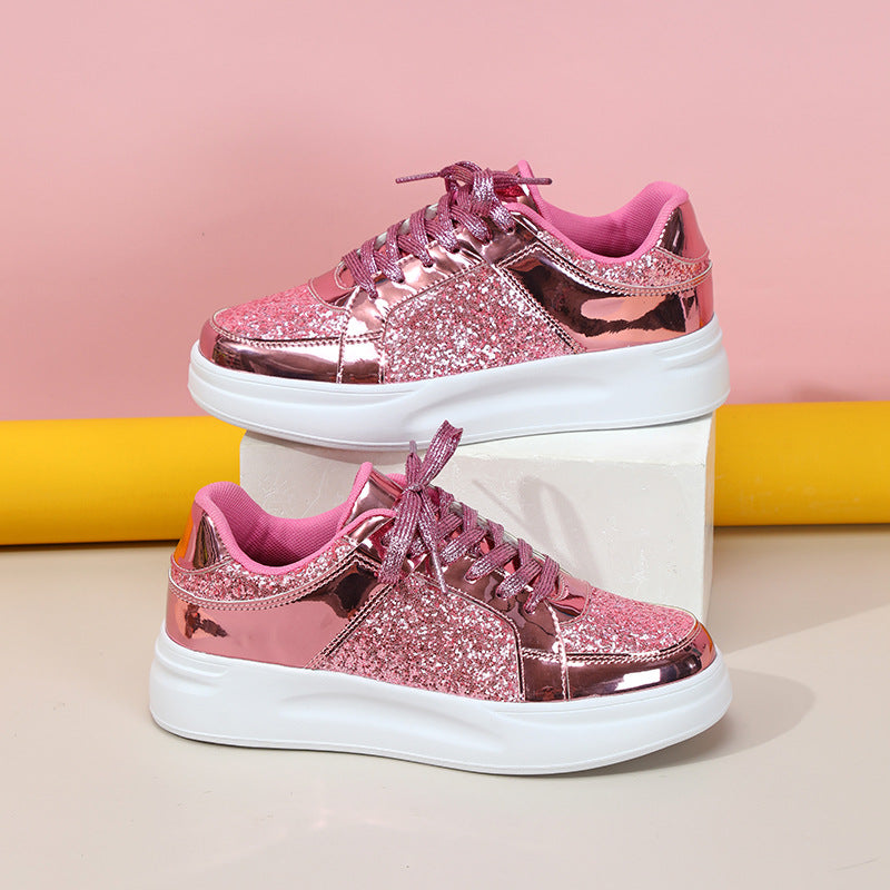 Trendy Sequins Thick Sole Sneakers
