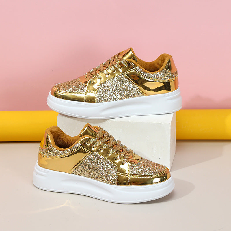 Trendy Sequins Thick Sole Sneakers