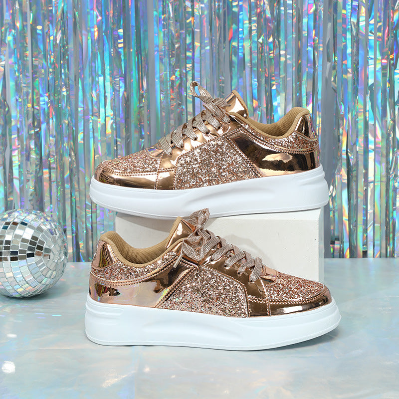 Trendy Sequins Thick Sole Sneakers