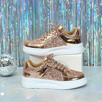 Trendy Sequins Thick Sole Sneakers