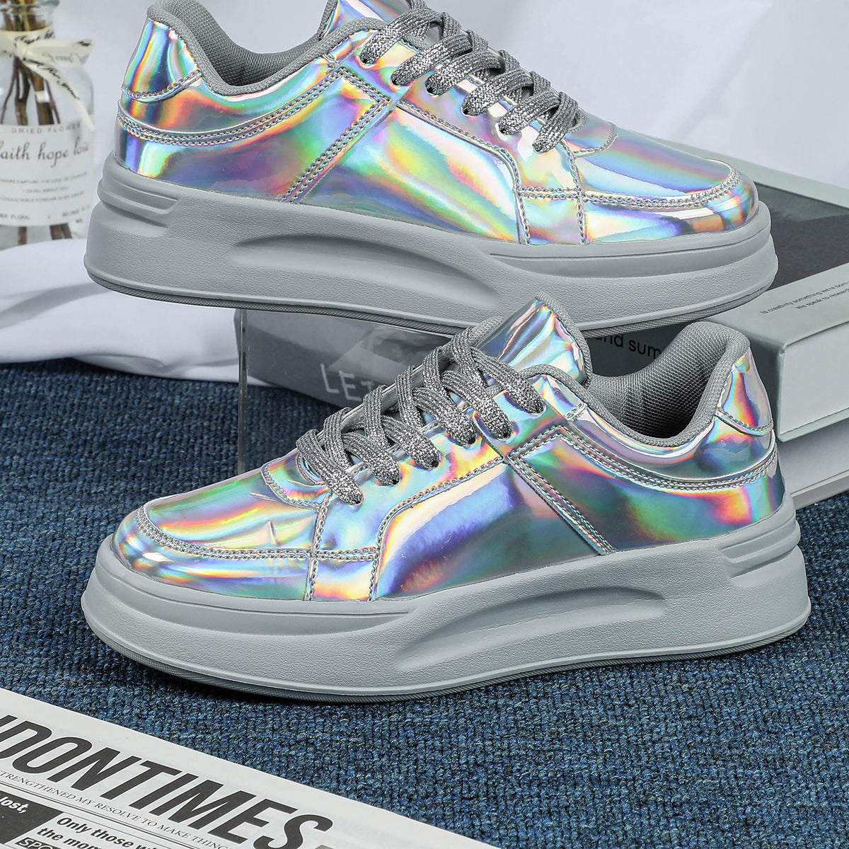 Trendy Sequins Thick Sole Sneakers