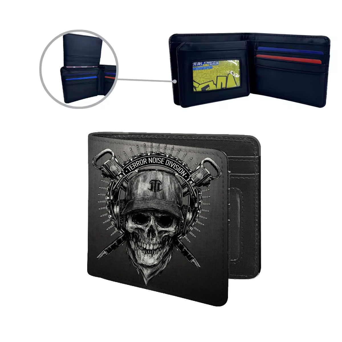 Trendy Skull Print PU Leather Wallet for Men