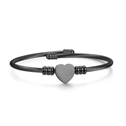Trendy Titanium Steel Heart-Shaped DIY Bracelet for Women