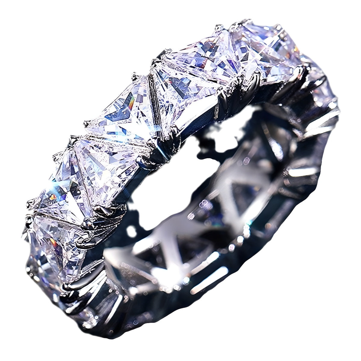 Triangle Zircon Ring with Full Diamond Inlay