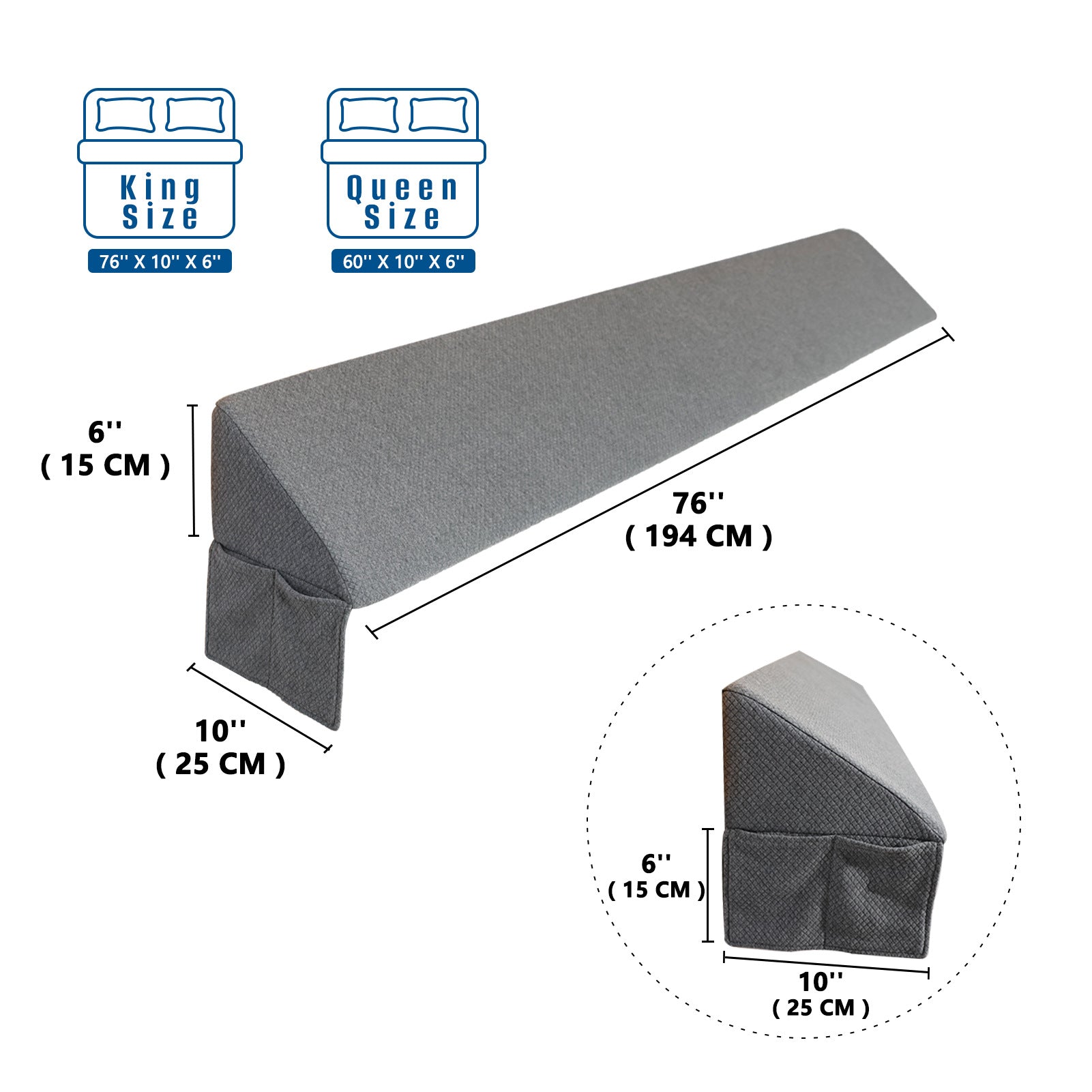 Triangular Bedside Gap Filler Pillow