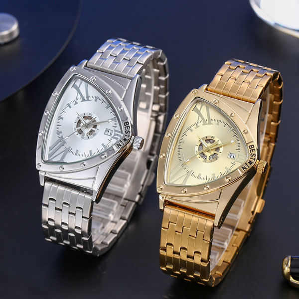 Triangular Design Men's Watch with Multi-Function Display