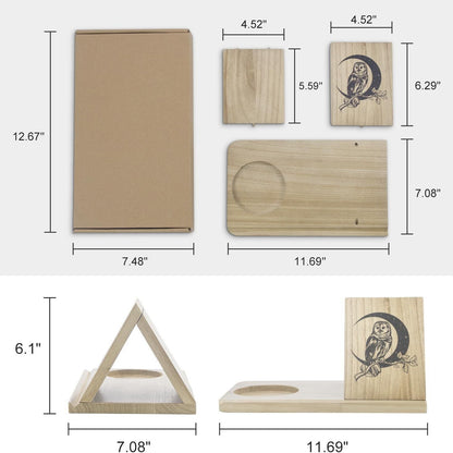 Triangular Wooden Desktop Reading Rack with Cup and Phone Holder