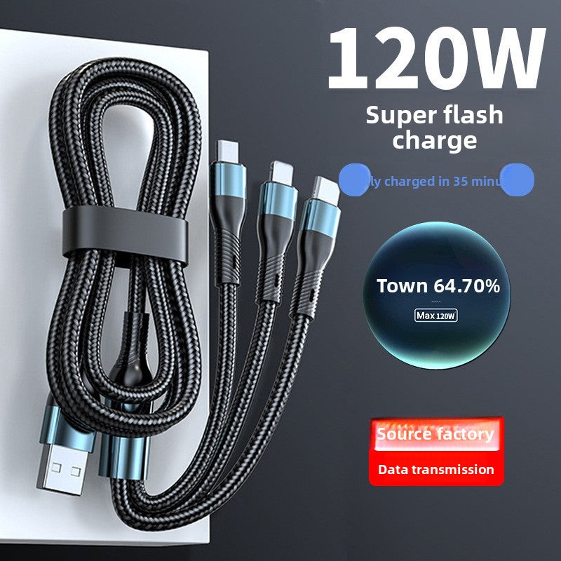 Triple Fast Charging Cable for iPhone Android Phones