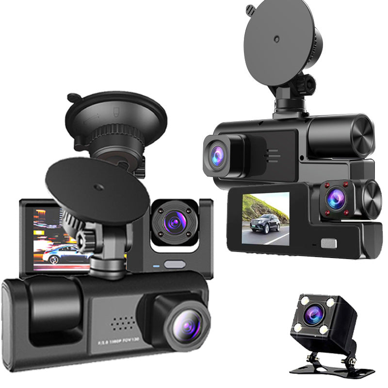 Triple Lens Car Dash Cam with WiFi Connectivity