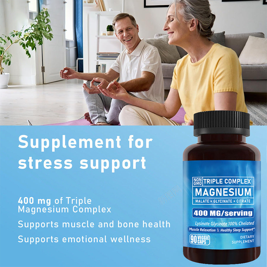 Triple Magnesium Capsules 90 Caps Magnesium Glycinate Malate Citrate