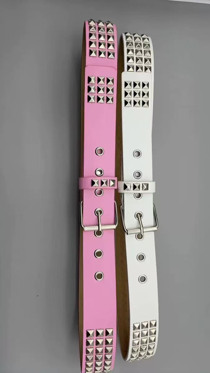 Triple Row Buckle Punk Style Unisex Belt