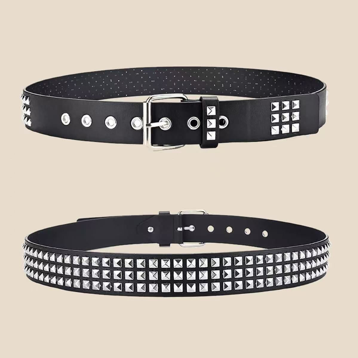 Triple Row Buckle Punk Style Unisex Belt