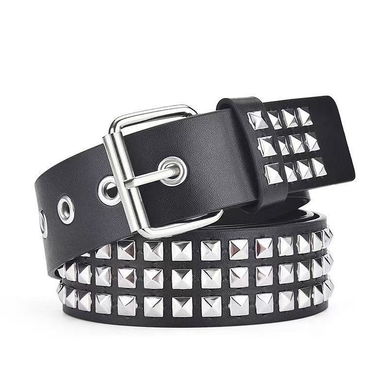 Triple Row Buckle Punk Style Unisex Belt