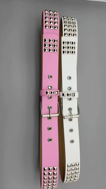 Triple Row Buckle Punk Style Unisex Belt