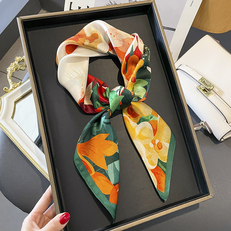 Tropical Print Mulberry Silk Square Scarf