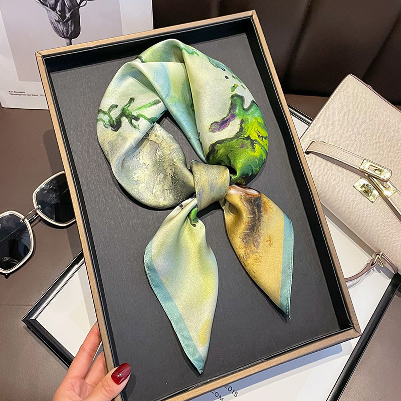 Tropical Print Mulberry Silk Square Scarf