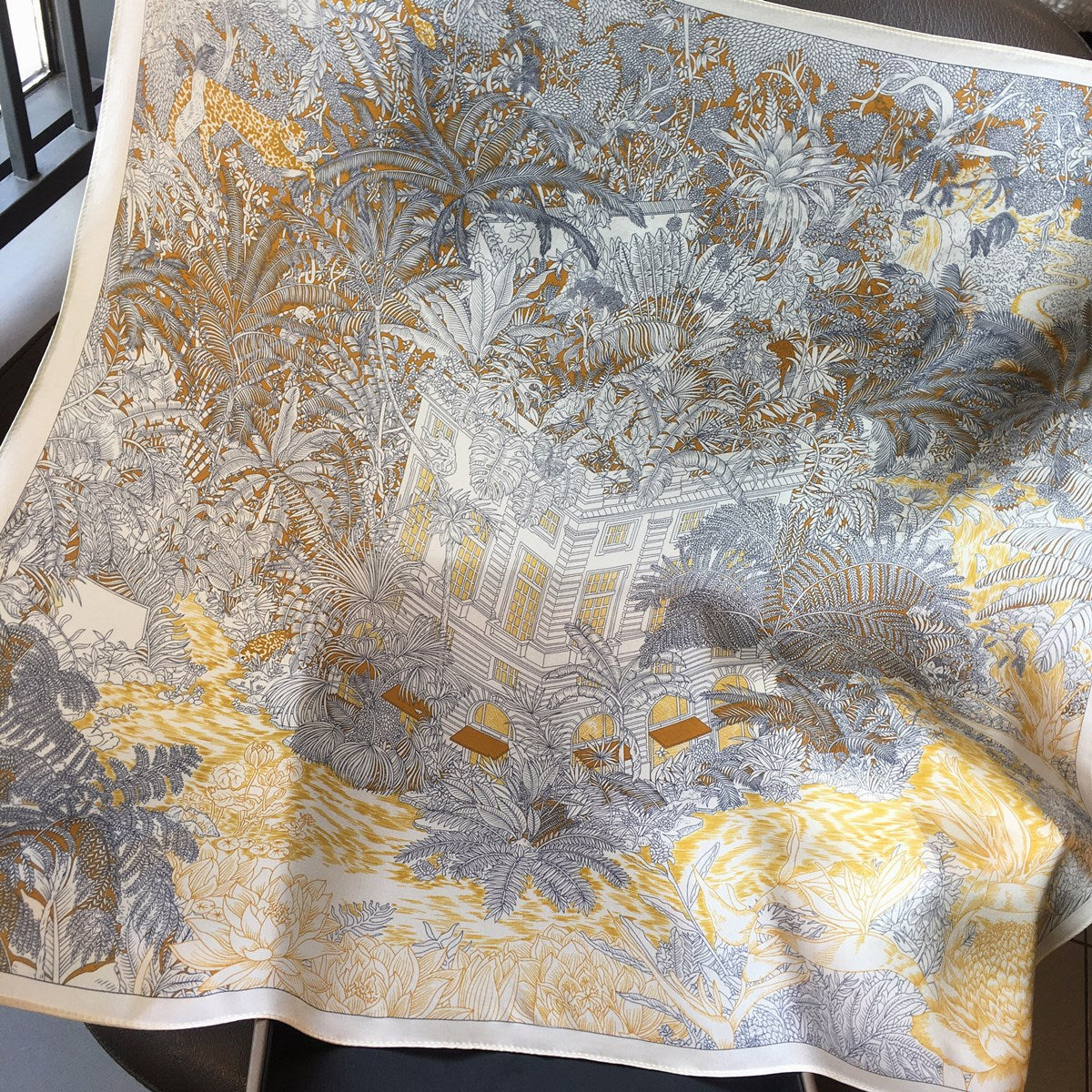 Tropical Print Mulberry Silk Square Scarf
