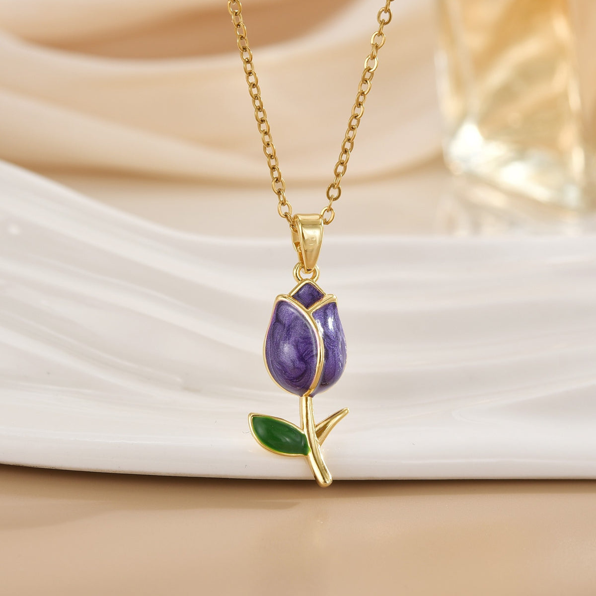 Tulip Flower Design Titanium Steel Necklace
