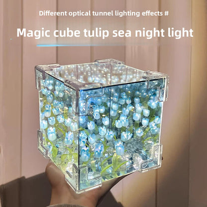 Tulip Flower Sea DIY Night Light with Mirror