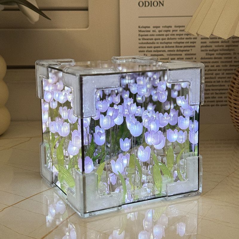 Tulip Flower Sea DIY Night Light with Mirror