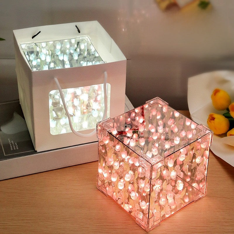 Tulip Flower Sea DIY Night Light with Mirror