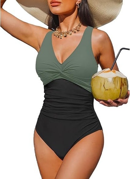Tummy-control one-piece swimsuit