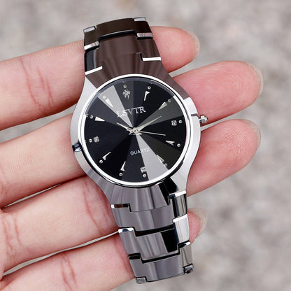 Tungsten steel colored quartz calendar watch