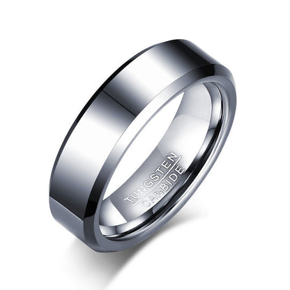 Tungsten Steel Geometric Mens Ring