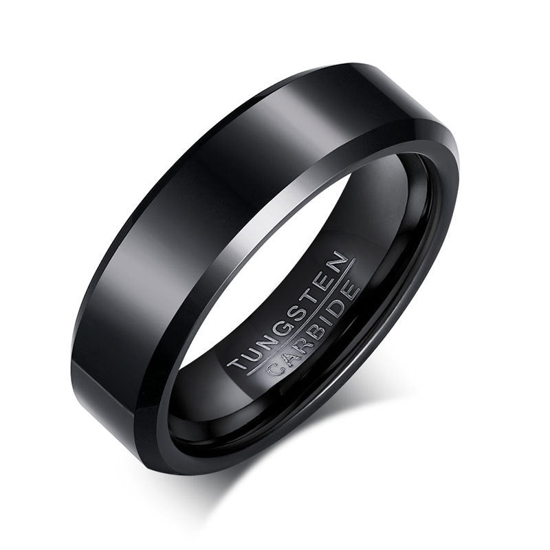 Tungsten Steel Geometric Mens Ring
