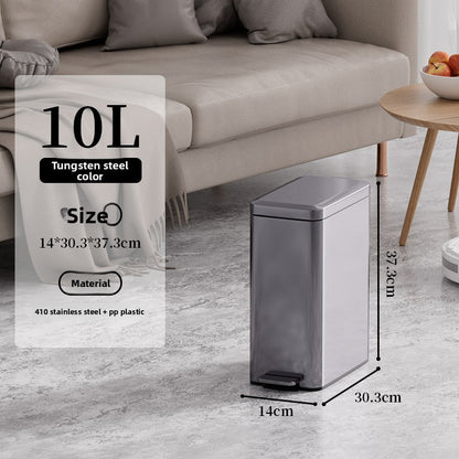 Tungsten Steel Stainless Steel Foot Pedal Trash Can with Slow-Close Lid