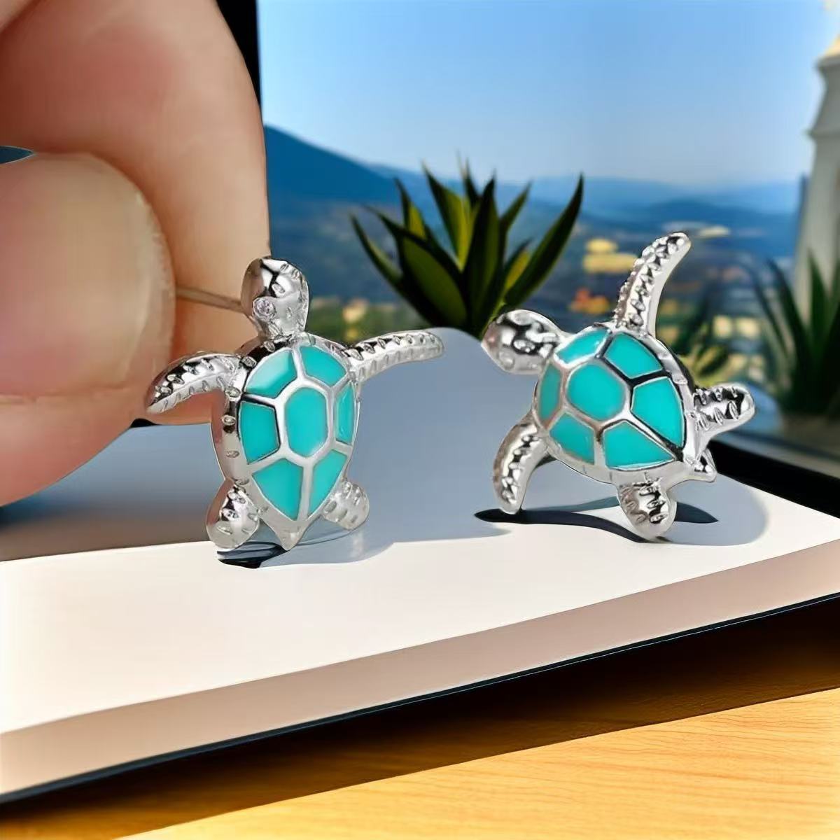 Turtle Design Alloy Earrings for Women and Men