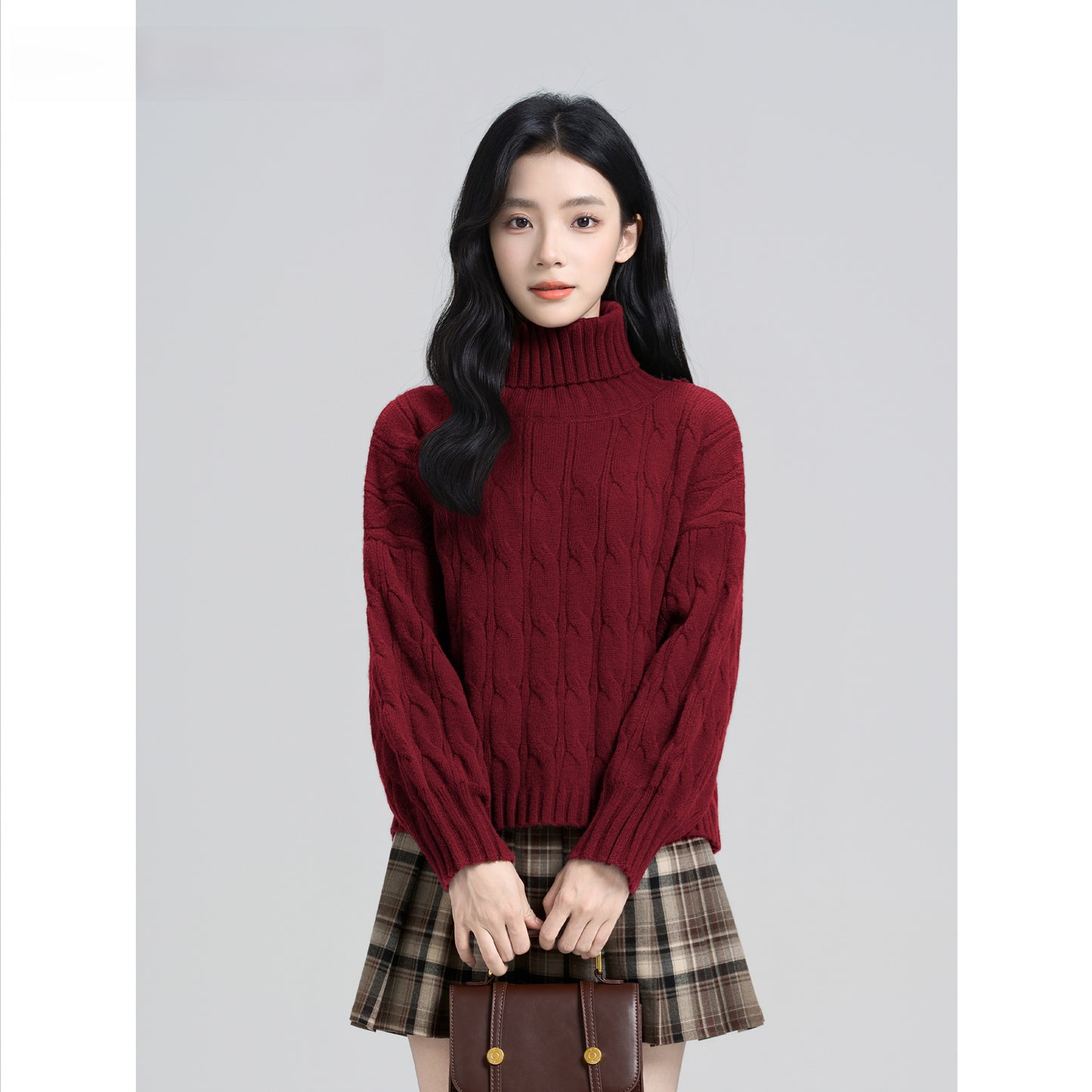 Turtleneck Cable-Knit Sweater for Women