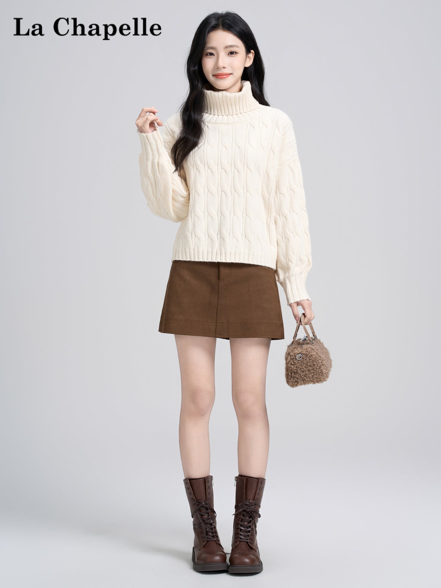 Turtleneck Cable-Knit Sweater for Women
