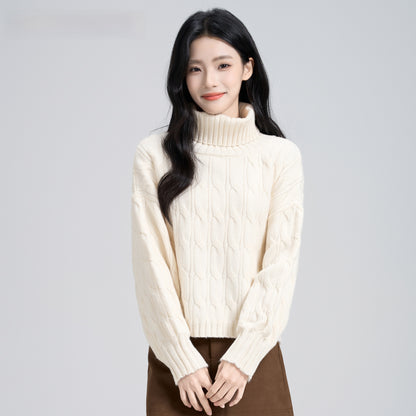 Turtleneck Cable-Knit Sweater for Women